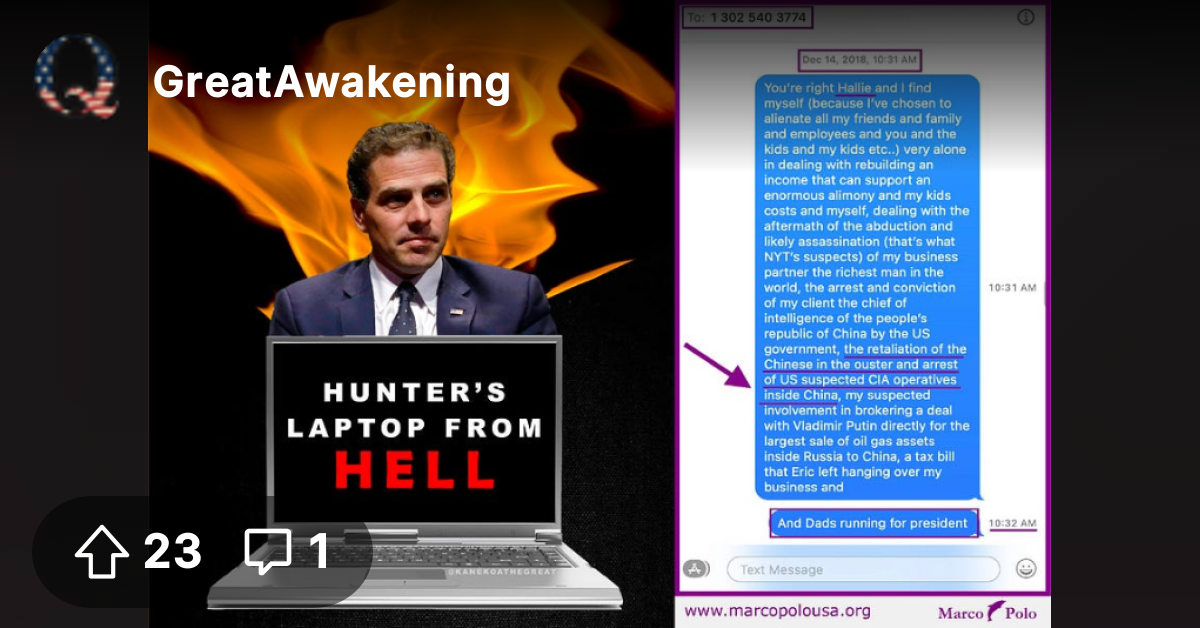 Hunter Biden's Most Treasonous Text Message - The Great Awakening ...