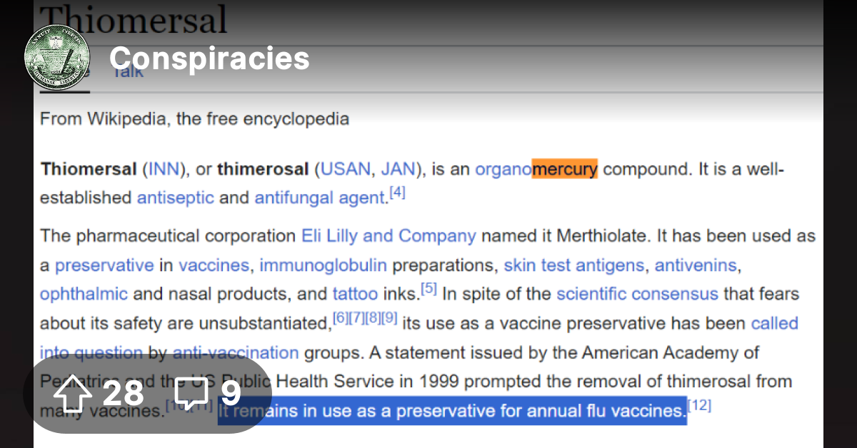 Mercury in Vaccines Thiomersal Conspiracies Conspiracy Theories