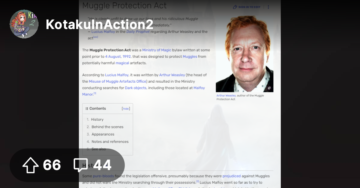 The "muggles protection act" was written by a "heroic" character in the