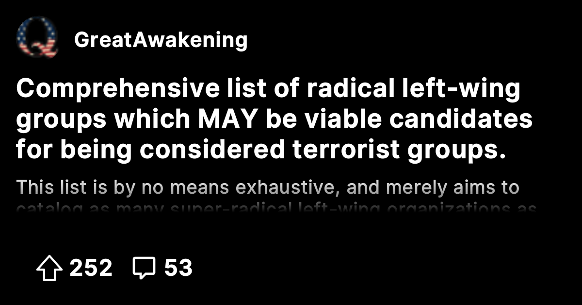 Comprehensive list of radical left-wing groups which MAY be viable ...