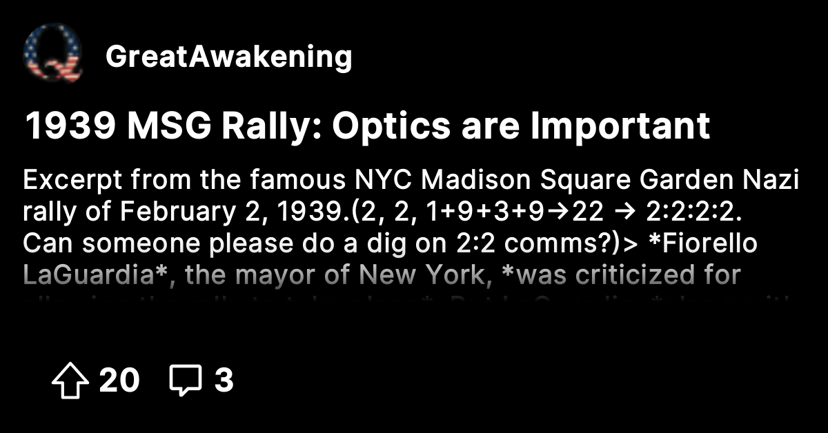 1939 MSG Rally: Optics are Important - The Great Awakening - Where We ...