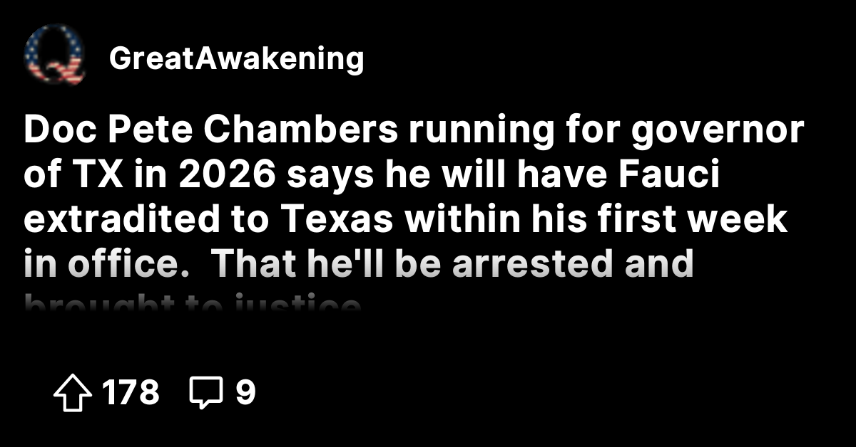 Doc Pete Chambers running for governor of TX in 2026 says he will have ...