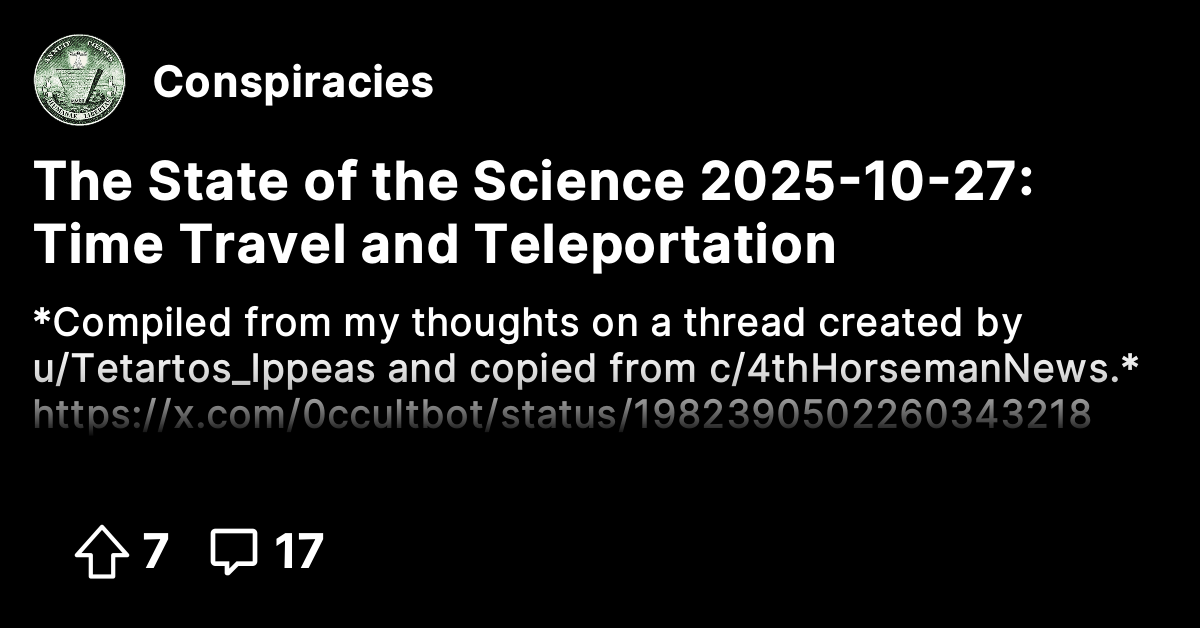 The State of the Science 2025-10-27: Time Travel and Teleportation ...