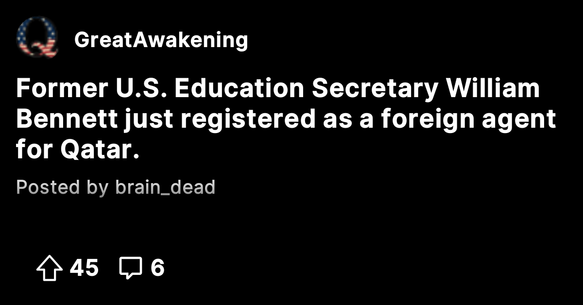 Former U.S. Education Secretary William Bennett just registered as a ...