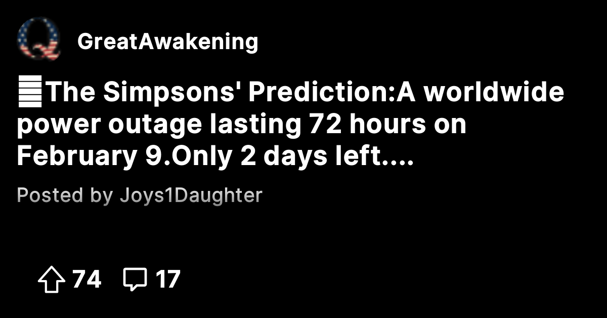 🧐The Simpsons' Prediction: A worldwide power outage lasting 72 hours on ...