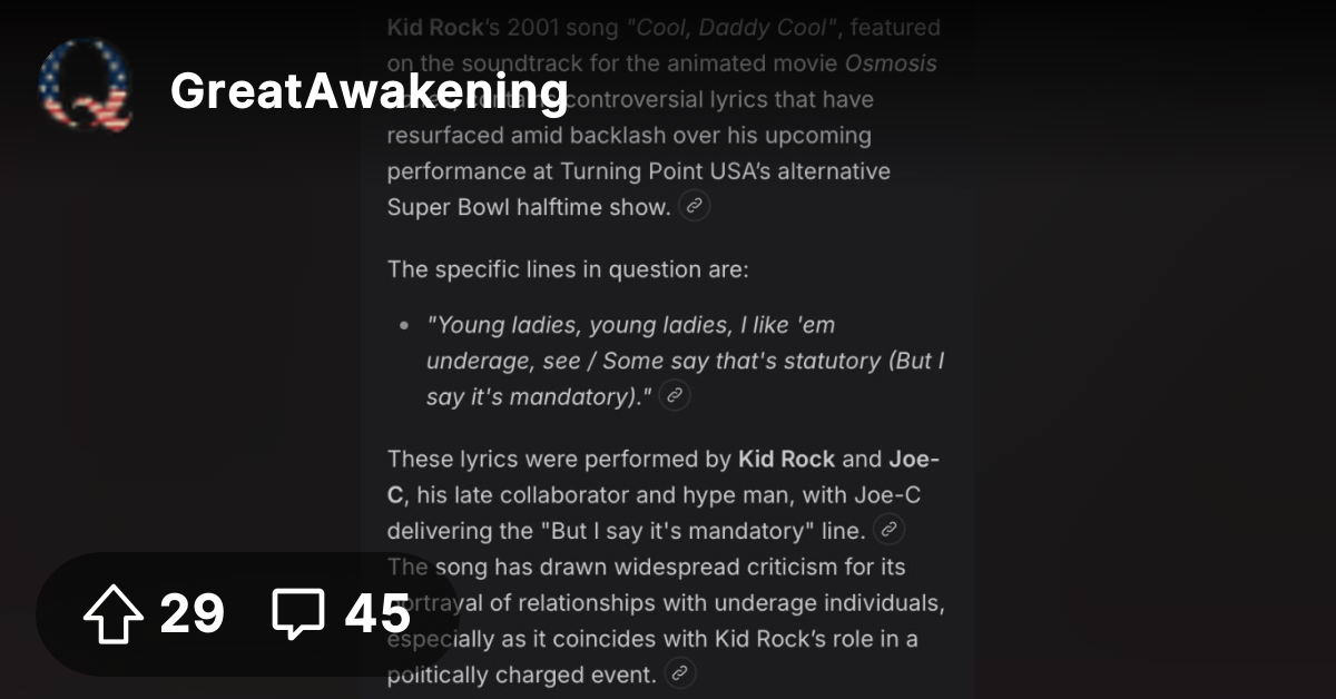 Kid Rock...? - The Great Awakening - Where We Go Qne, We Go All!