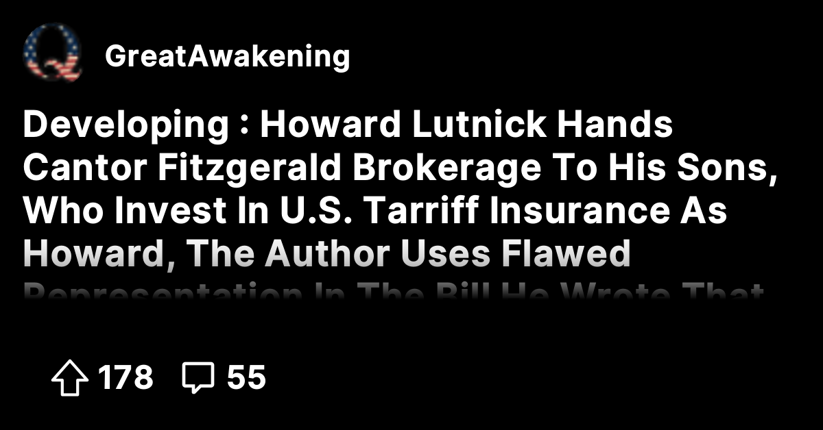 Developing : Howard Lutnick Hands Cantor Fitzgerald Brokerage To His ...