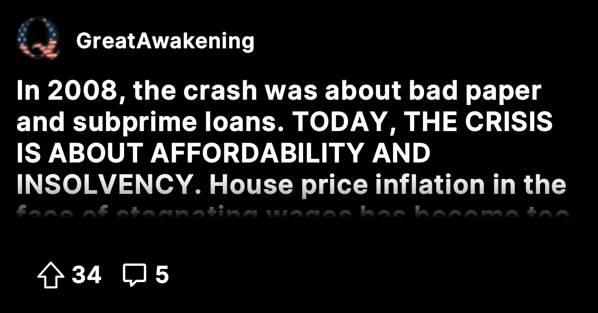 In 2008, the crash was about bad paper and subprime loans. TODAY, THE ...