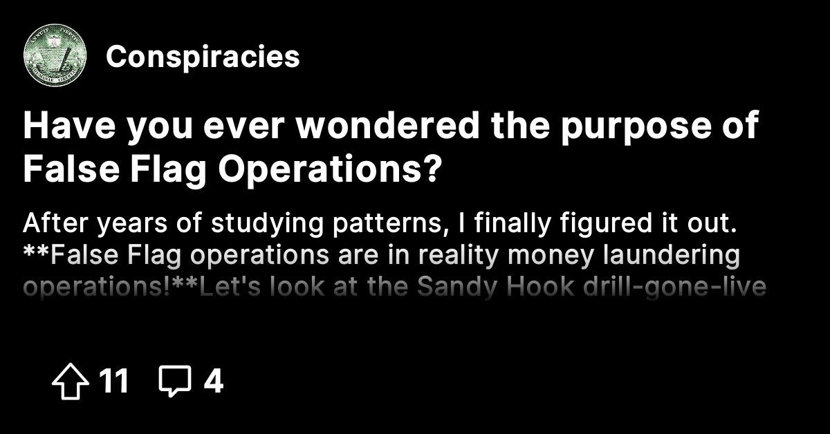 Have you ever wondered the purpose of False Flag Operations ...
