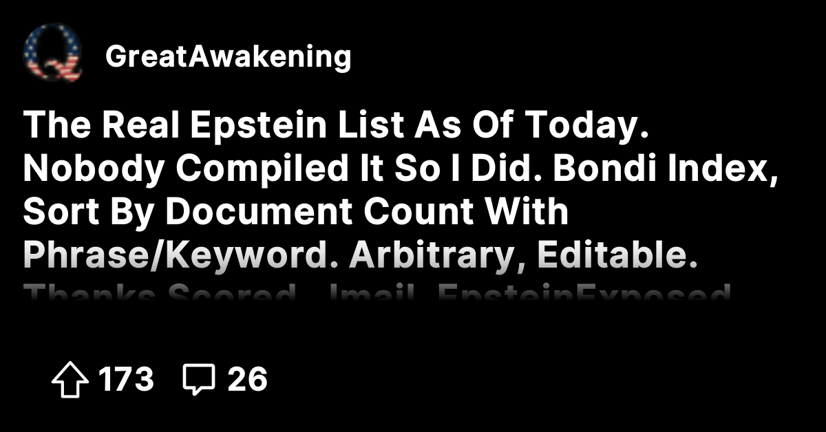 The Real Epstein List As Of Today. Nobody Compiled It So I Did. Bondi ...