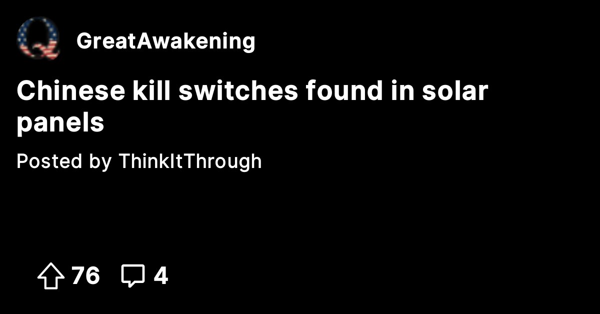 Chinese kill switches found in solar panels - The Great Awakening ...