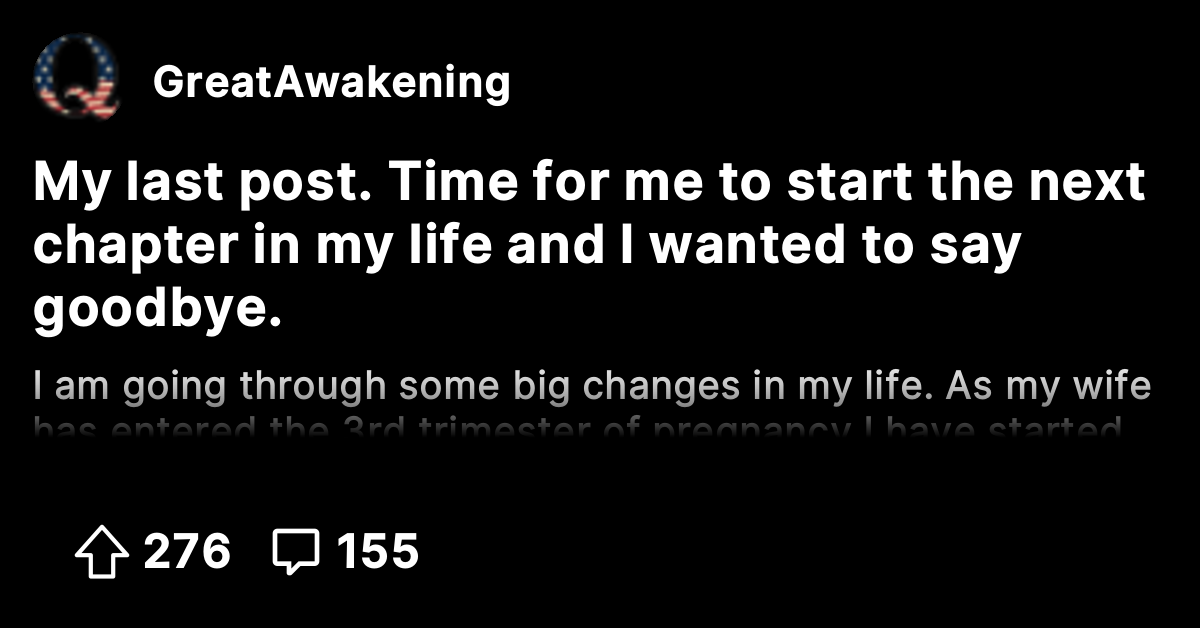 My last post. Time for me to start the next chapter in my life and I ...