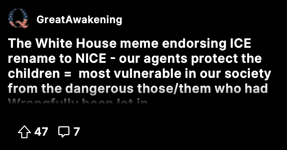 The White House meme endorsing ICE rename to NICE - our agents protect ...