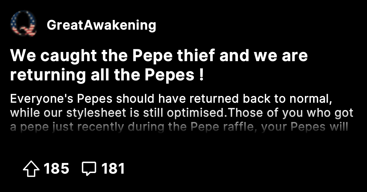 We caught the Pepe thief and we are returning all the Pepes ! - The ...