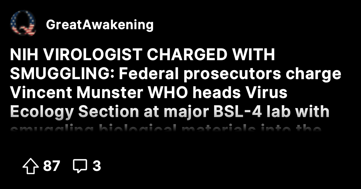 NIH VIROLOGIST CHARGED WITH SMUGGLING: Federal prosecutors charge ...