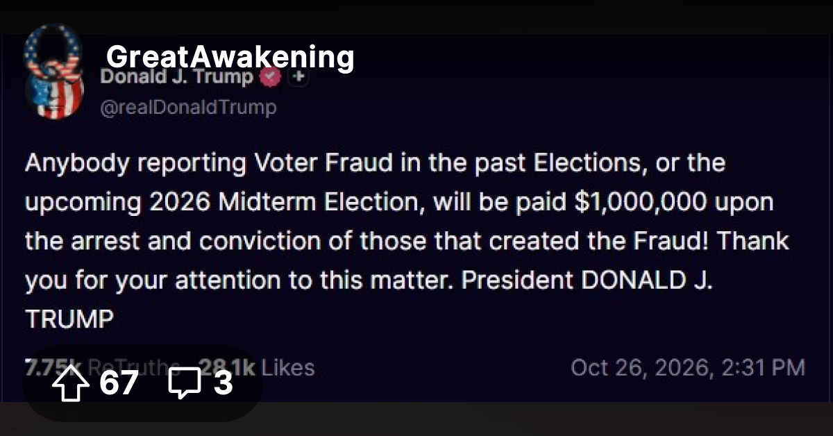 🚨Anybody reporting Voter Fraud in the past Elections, or the upcoming ...